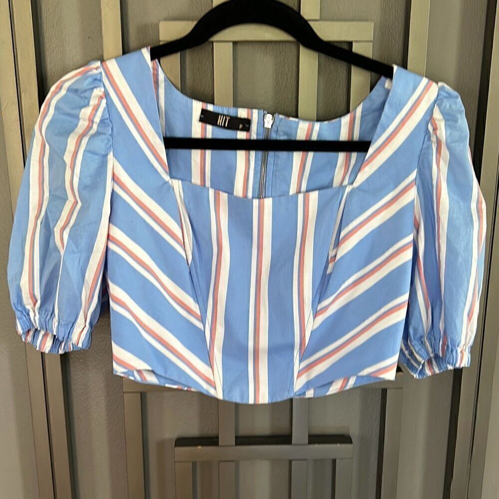 HIT blue and white striped cropped top S